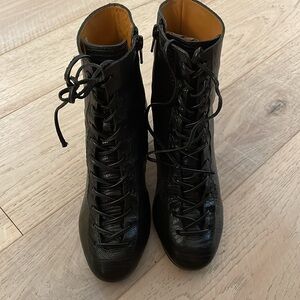 Black leather Lizard Zip up Booties